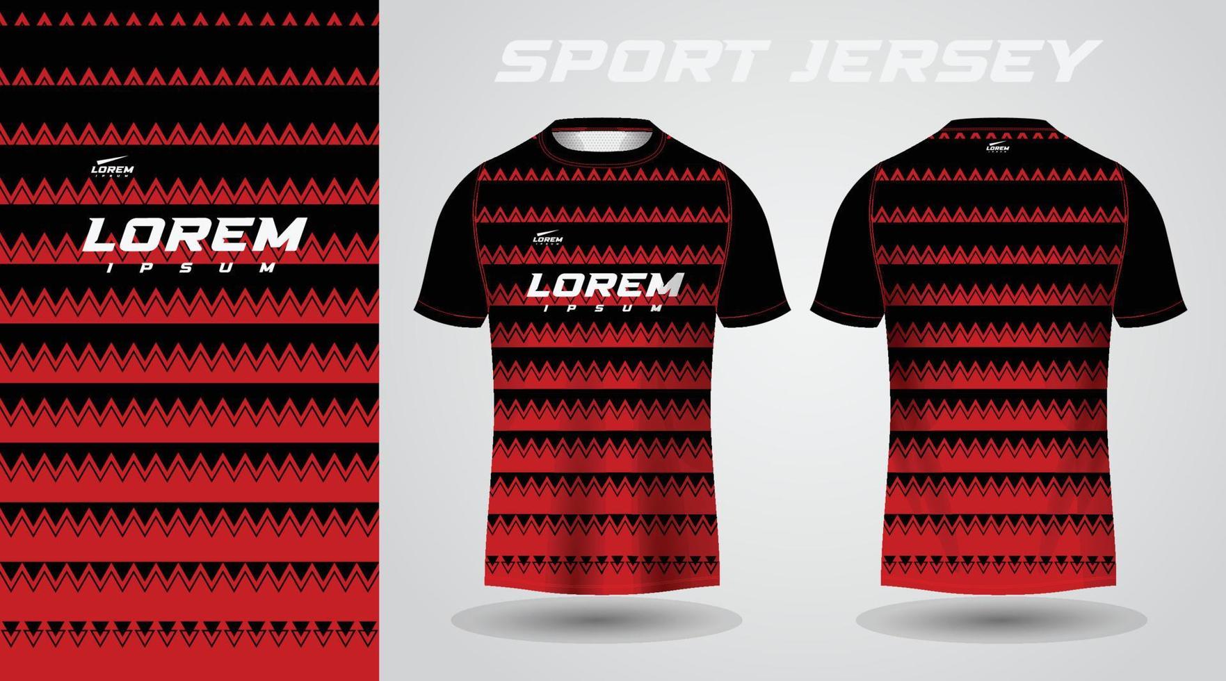 schwarz-rotes Hemd Sport-Jersey-Design vektor