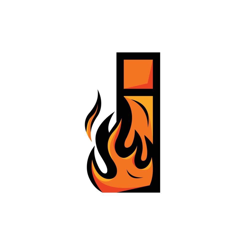 Buchstabe ich brenne Feuer abstraktes kreatives heißes Logo vektor