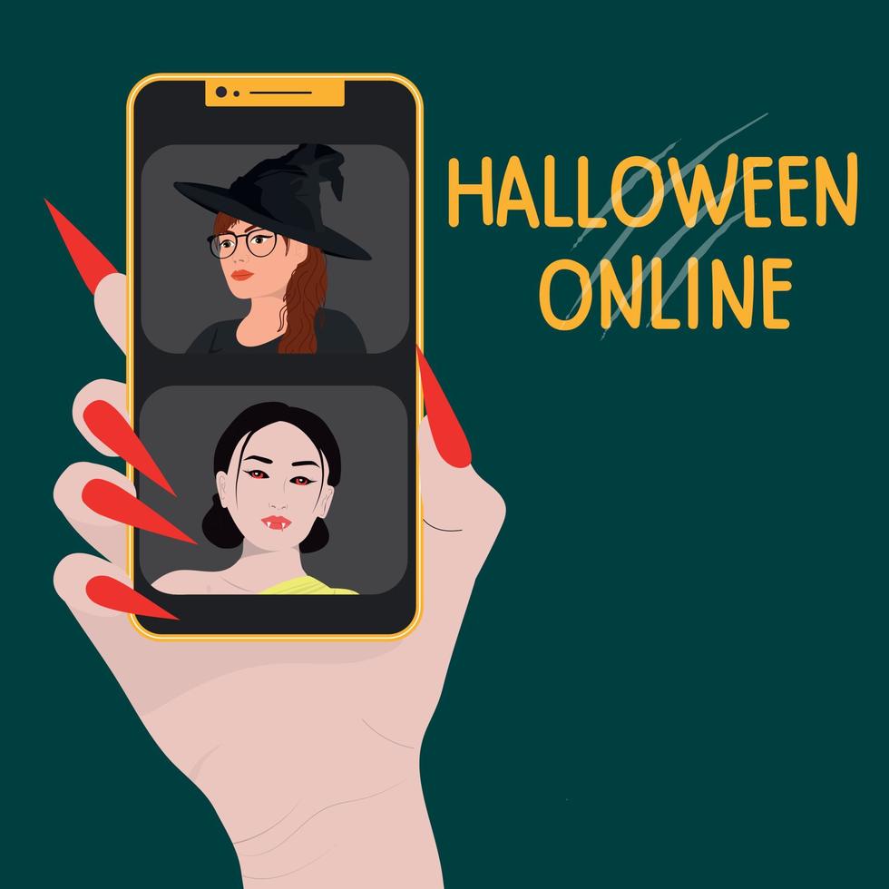 Halloween-Online-Konzept. vektor