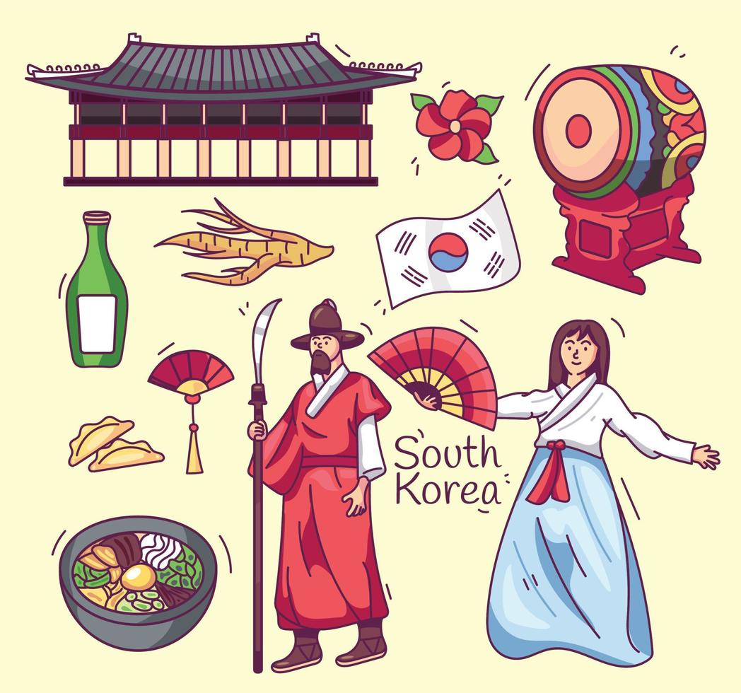 korea traditionell grafisk illustration vektor