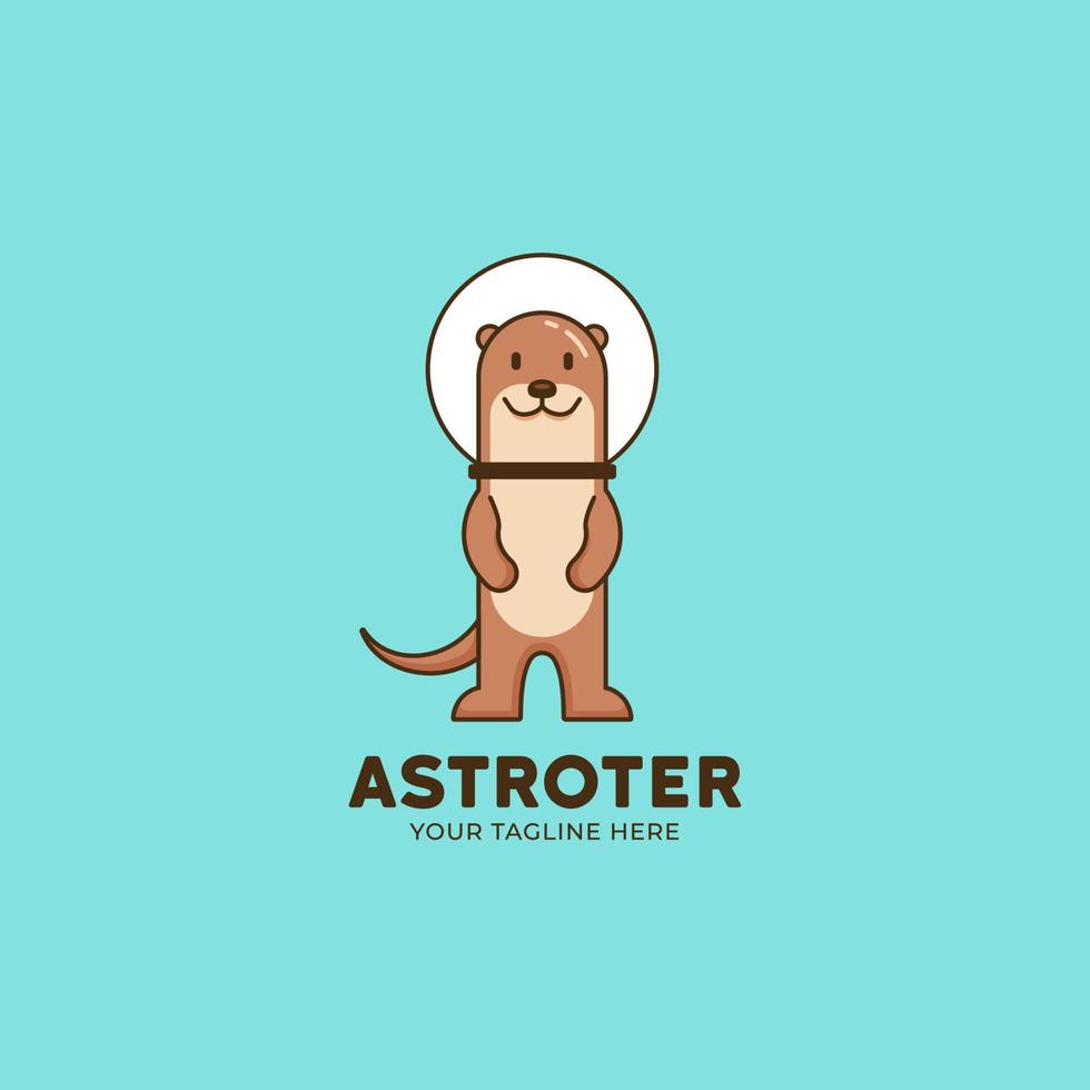 astronaut otter logo niedliches charakterillustrationsmaskottchen vektor