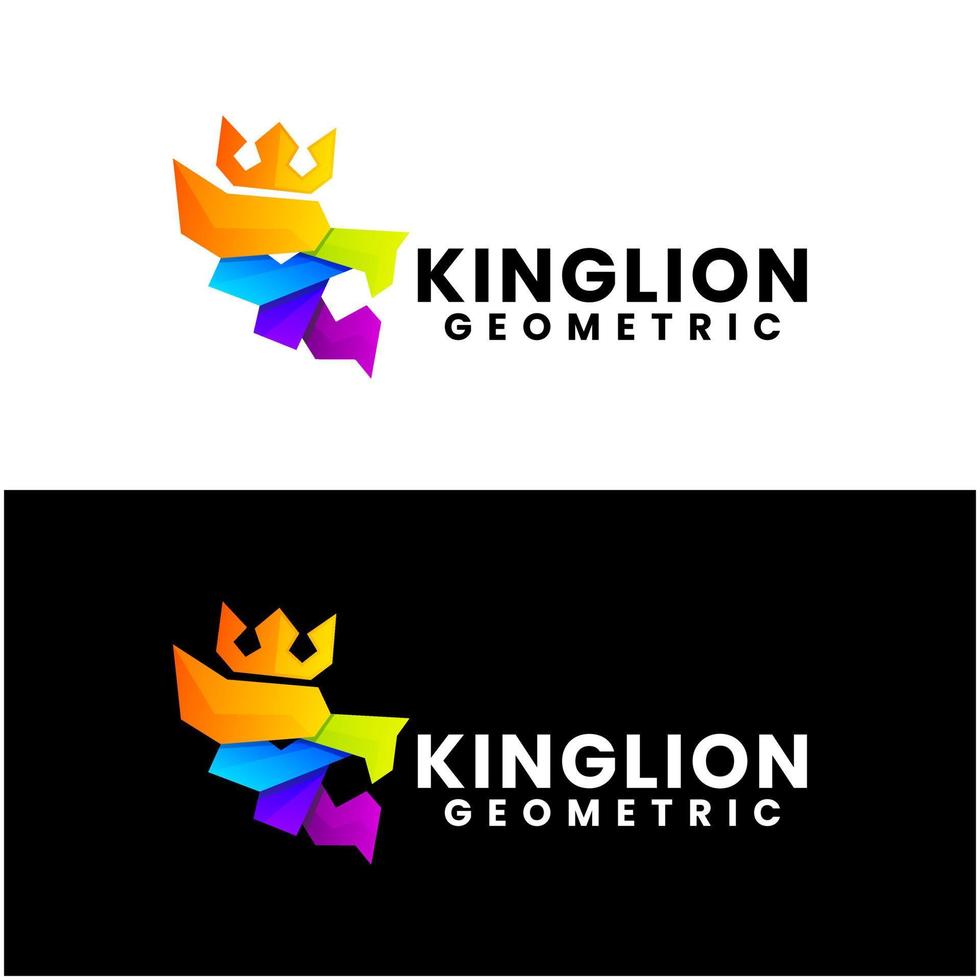 Vektor-König-Löwe-Logo-Design bunter Farbverlauf vektor