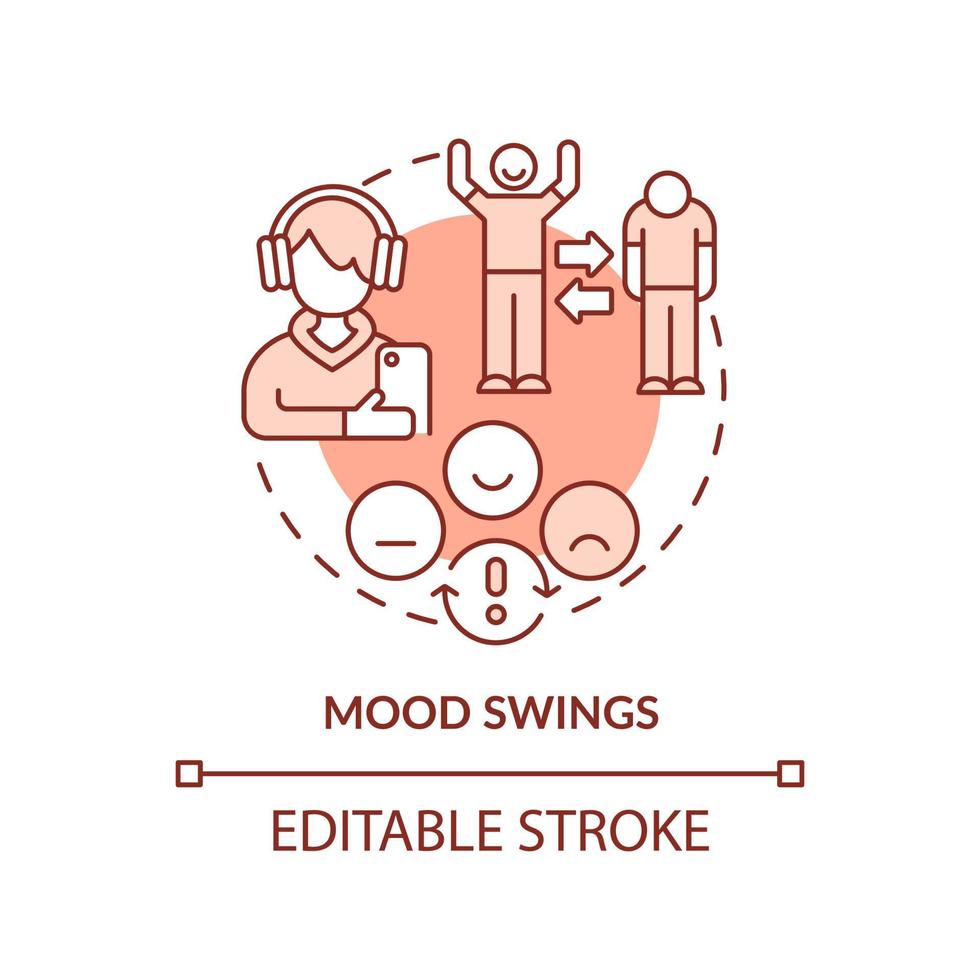 humörsvängningar terrakotta koncept ikon. tonårsfråga abstrakt idé tunn linje illustration. hormonella förändringar. bipolär sjukdom. isolerade konturritning. redigerbar linje. vektor