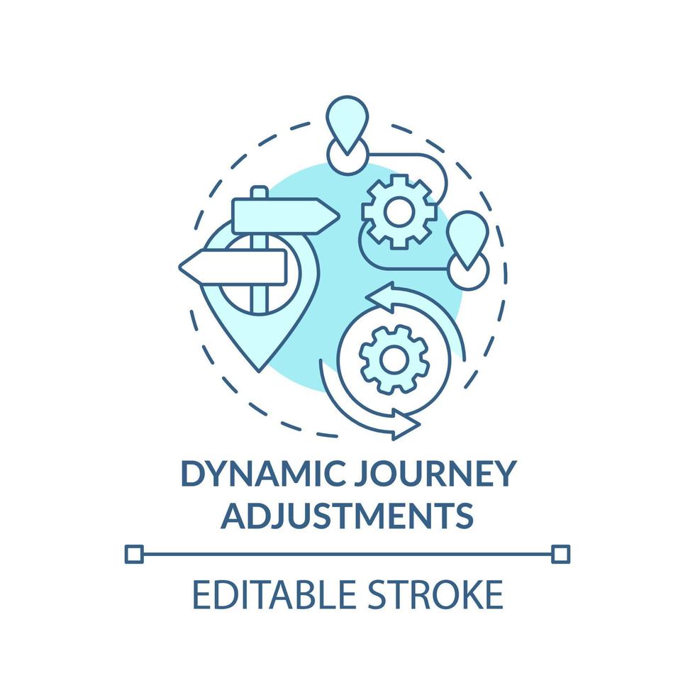 dynamisk resa justeringar turkos konceptikon. personalisering. maas perk abstrakt idé tunn linje illustration. isolerade konturritning. redigerbar linje. vektor