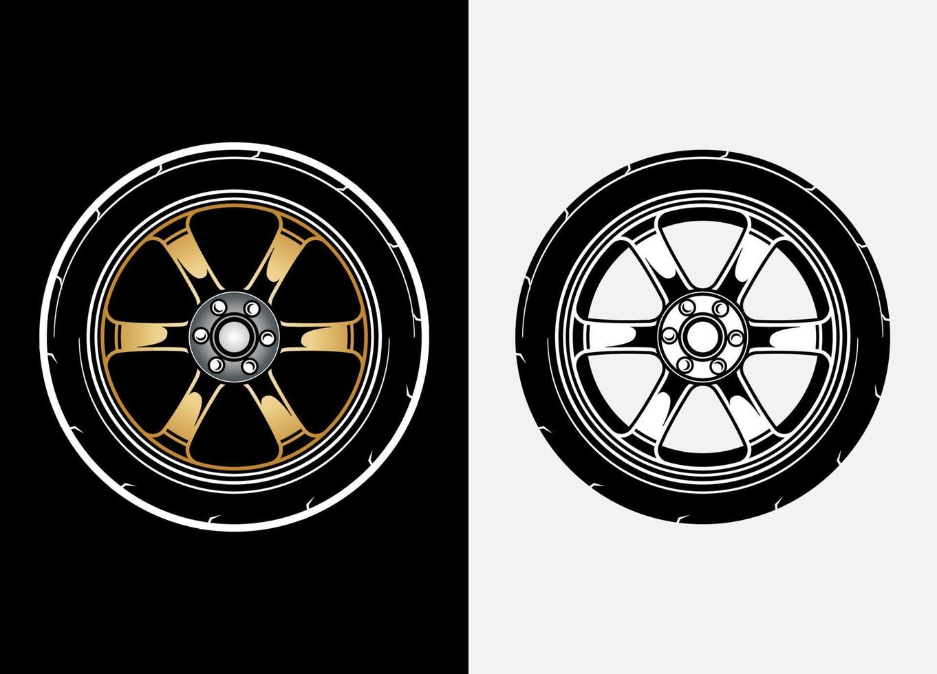 annorlunda Färg uppsättning av bil hjul, sudd däck, bil däck, lastbil hjul illustration i lopp stil. tävlings hjul vektor. svart och vit isolerat bakgrund. eps 10. vektor
