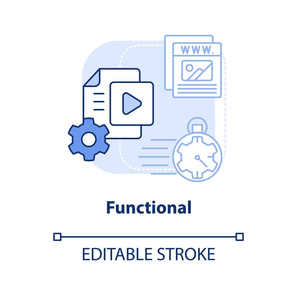 funktionales hellblaues Konzeptsymbol. qualität der abstrakten idee einer guten website dünne linie illustration. schnell ladende Webseite. isolierte Umrisszeichnung. editierbarer Strich. vektor