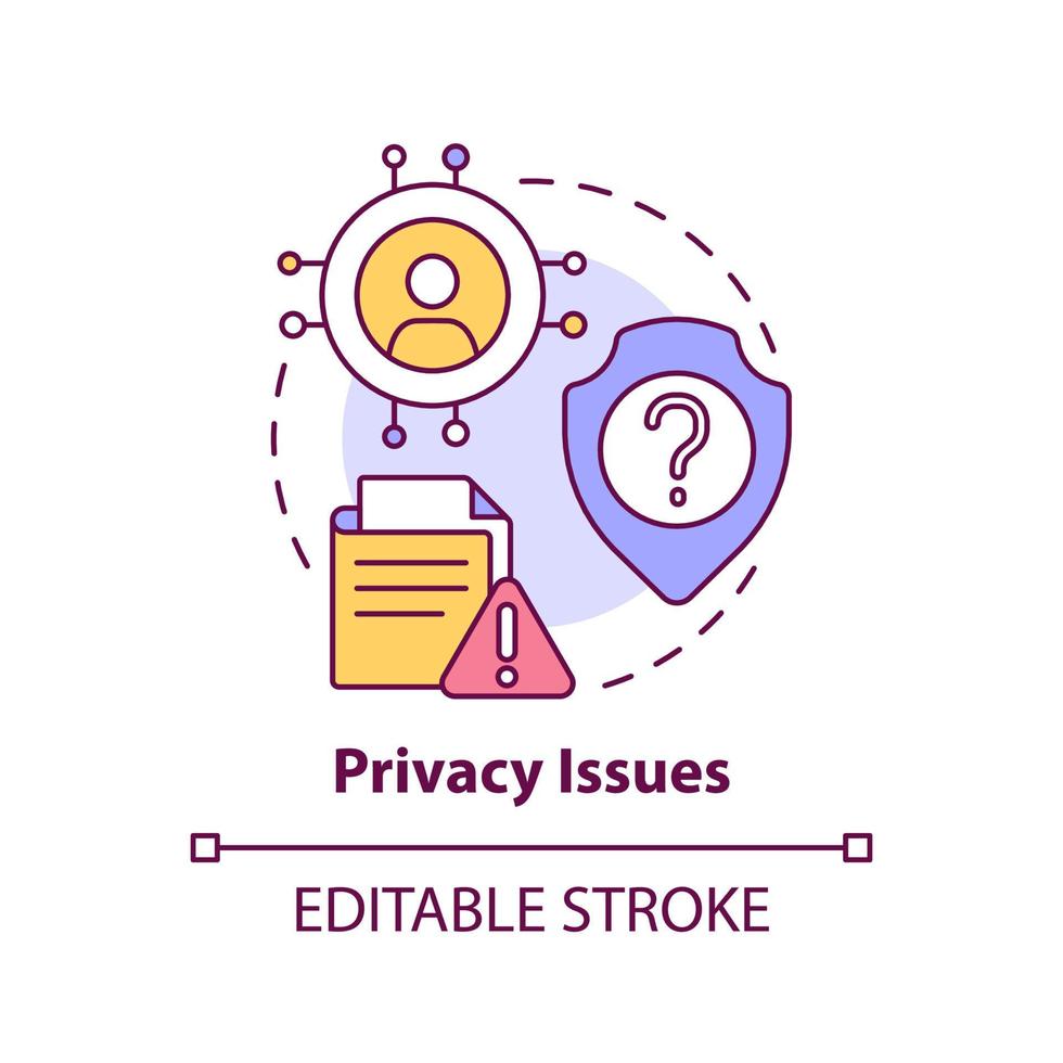 Symbol für Datenschutzprobleme. Weitergabe personenbezogener Daten. maas ausgabe abstrakte idee dünne linie illustration. isolierte Umrisszeichnung. editierbarer Strich. vektor