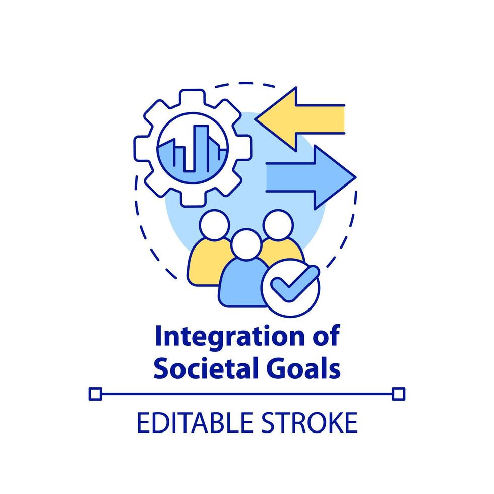 Symbol für das Konzept der Integration gesellschaftlicher Ziele. maas integration level abstrakte idee dünne linie illustration. isolierte Umrisszeichnung. editierbarer Strich. vektor