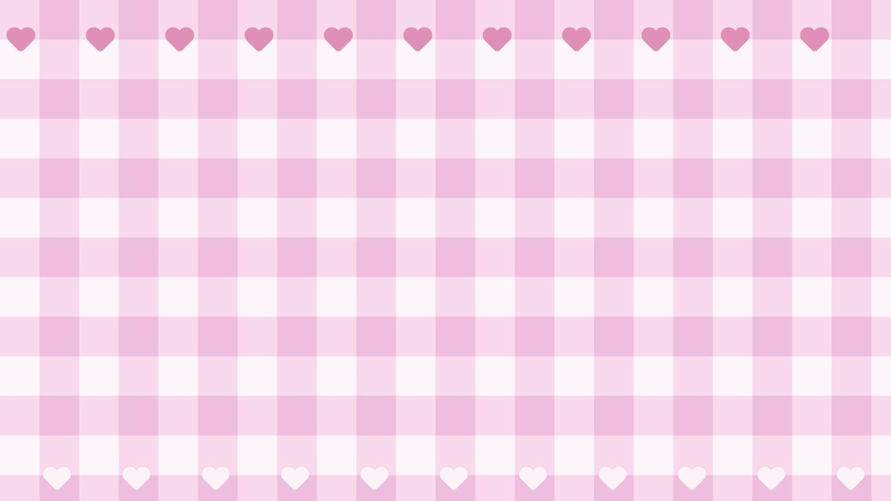 estetisk pastell rosa med hjärta gingham, dam, pläd, checkerboard tapet illustration, perfekt för tapet, bakgrund, vykort, bakgrund, baner vektor