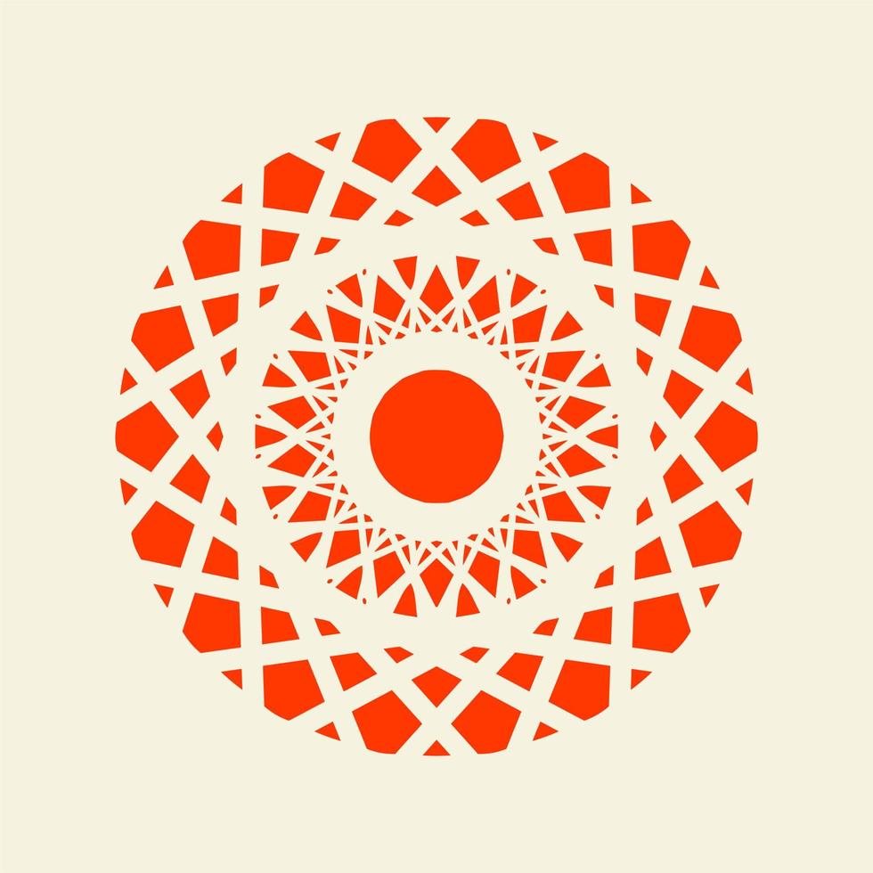 Mandala der Farbe Dunkelorange mit einem pastellfarbenen Hintergrund, Vektorgrafik-Design vektor