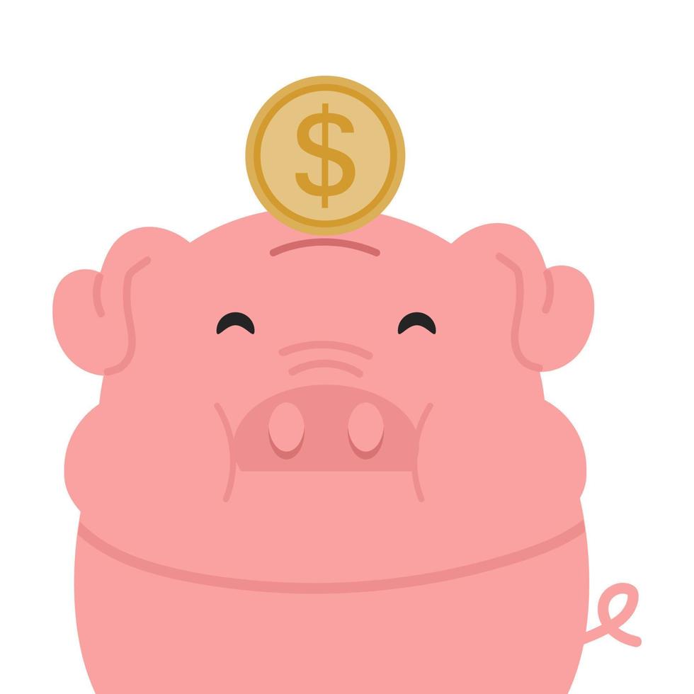 kopfsparschwein mit münze zum sparen geldkarikatur vektor