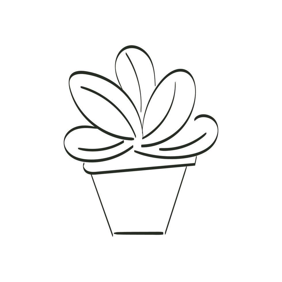 hand dragen pott med blomma vektor