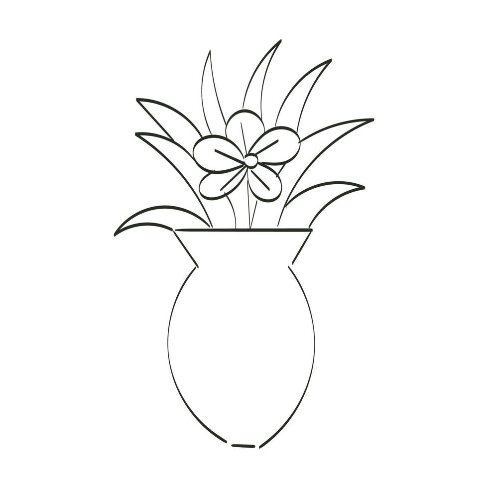 hand dragen pott med blomma vektor