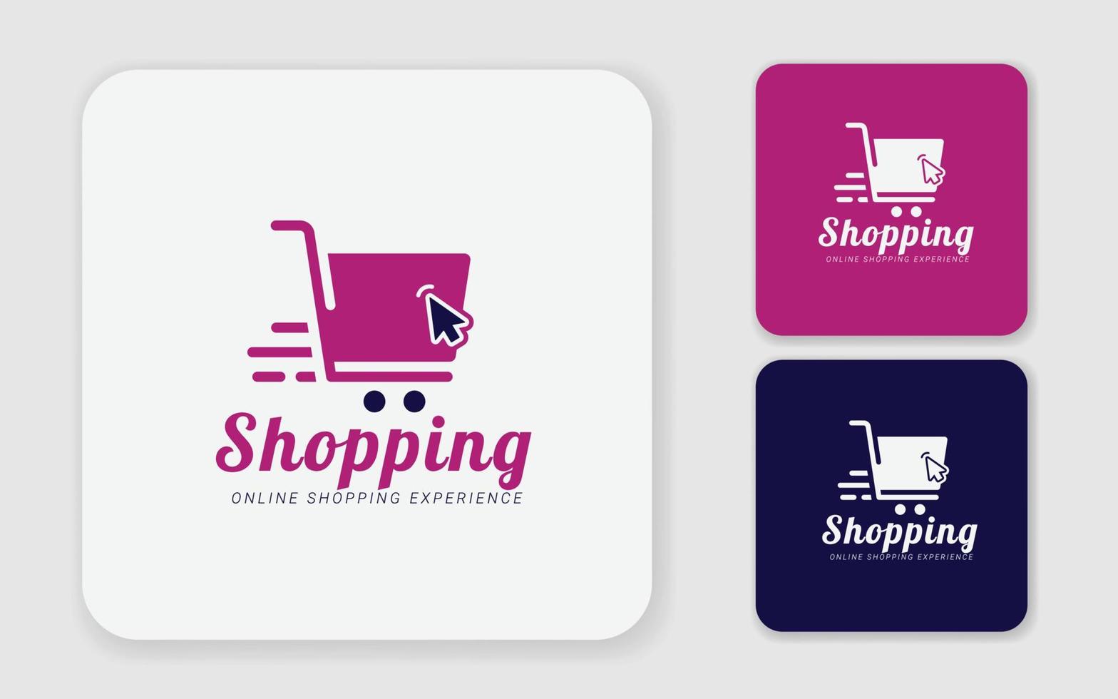 Online-Shopping-Logo-Design. digitale Shopping-Logo-Vorlage mit Handcursor und Tasche vektor