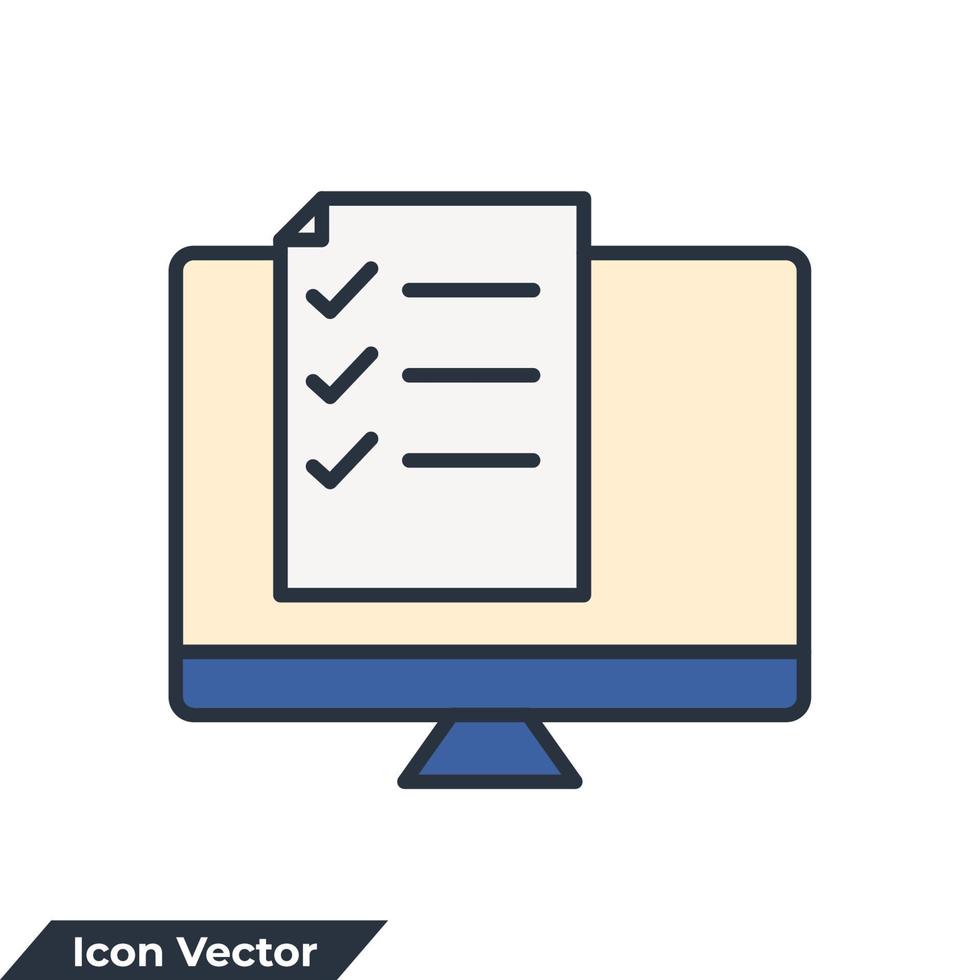 checklista browser fönster ikon logotyp vektor illustration. dator och dokumentera checklista symbol mall för grafisk och webb design samling