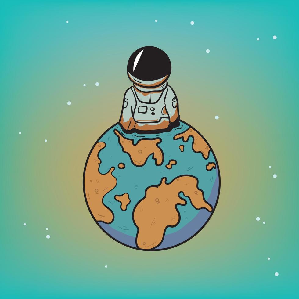astronaut komma ut från de jord vektor illustration
