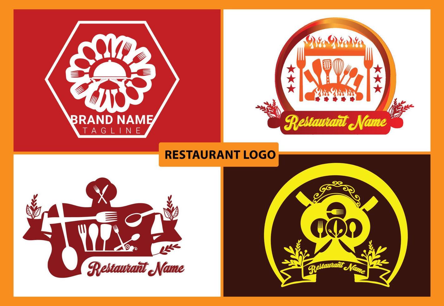Restaurant neues Logo und Icon-Design-Vorlage vektor
