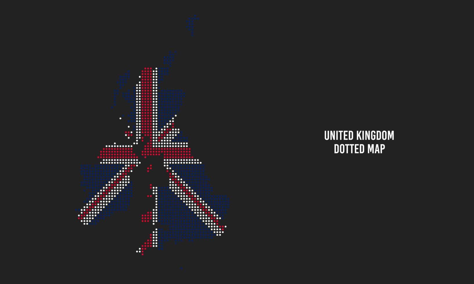 halbton gepunktete großbritannien-kartenvektorillustration lokalisiert auf dunklem hintergrund vektor