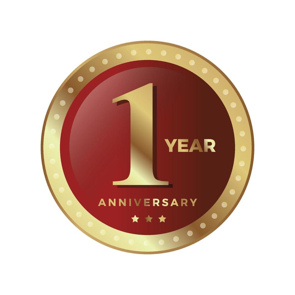 1:a först årsdag fira ikon logotyp märka vektor händelse guld Färg skydda
