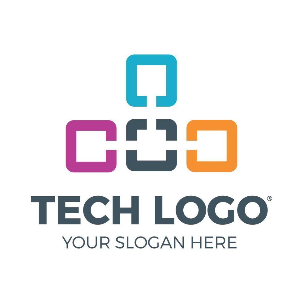 teknologi logotyp, dator och data relaterad företag, hi-tech och innovativ länk nätverk vektor