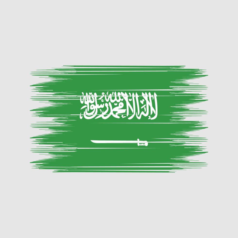 Pinselvektor mit saudi-arabischer Flagge. Pinselvektor der Nationalflagge vektor