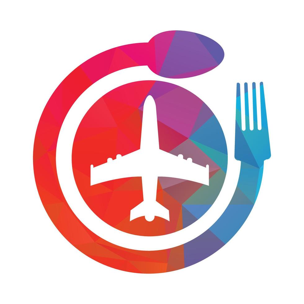 Start-und Landebahn Food-Logo-Konzept-Design. Designvorlage für das Logo des Lebensmittelflugzeugs. vektor