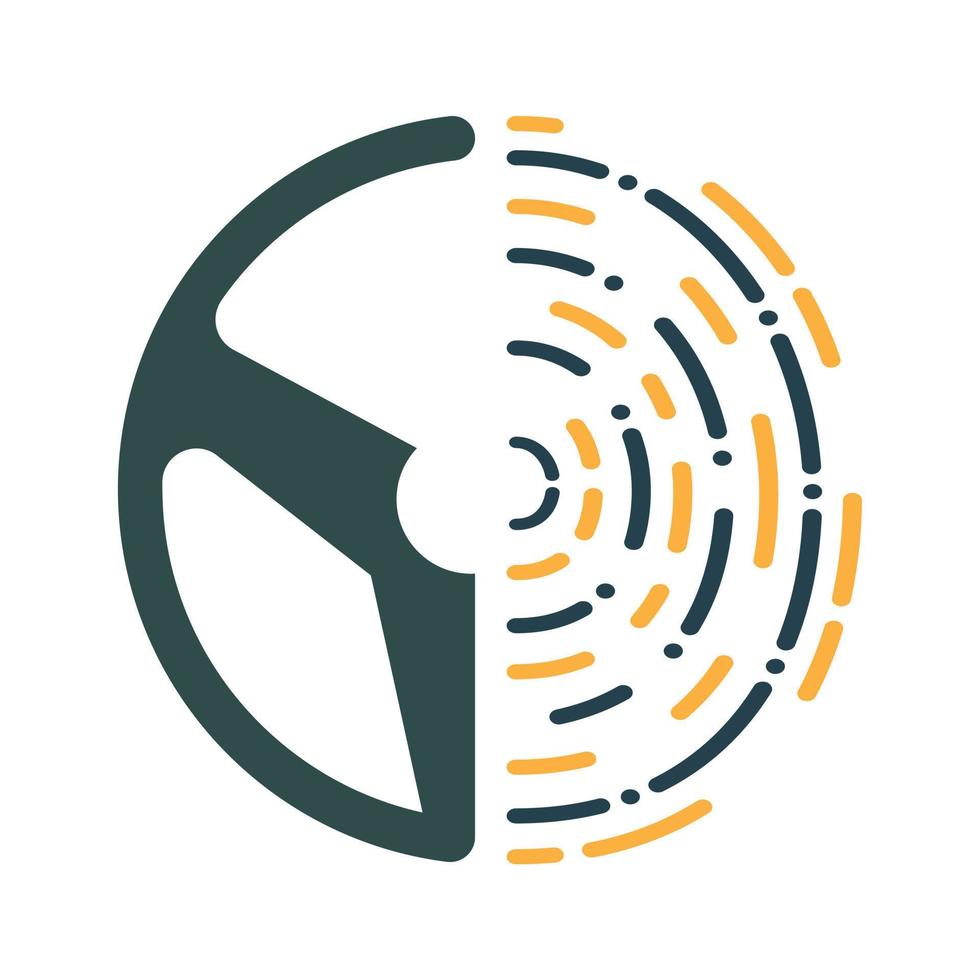 Lenkrad und Fingerabdruck-Vektor-Logo-Design. Symbol für Fingerabdruck-Autoschloss-Technologie. vektor