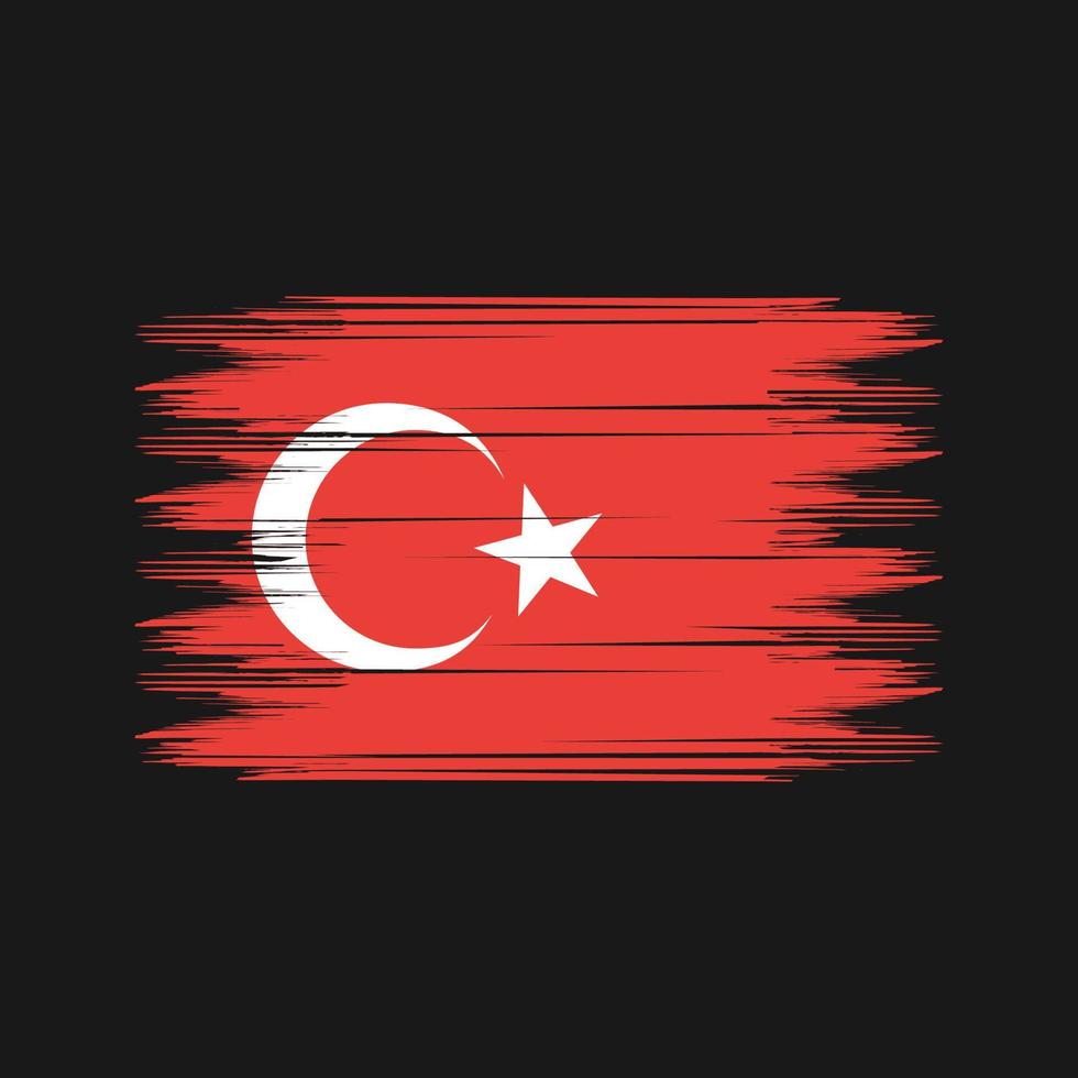 türkei-flaggenbürstenvektor. Pinselvektor der Nationalflagge vektor