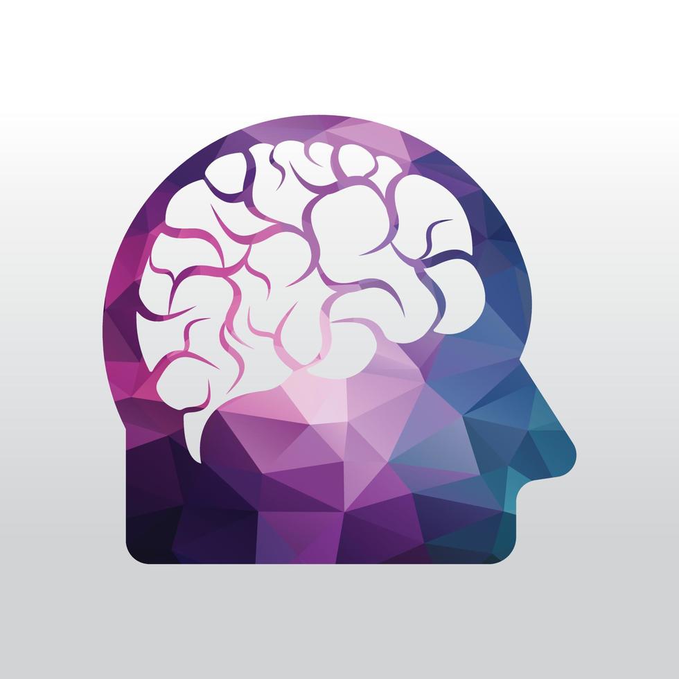 huvud med hjärna vektor illustration design. mänsklig huvud och hjärna vektor ikon. sinne begrepp.