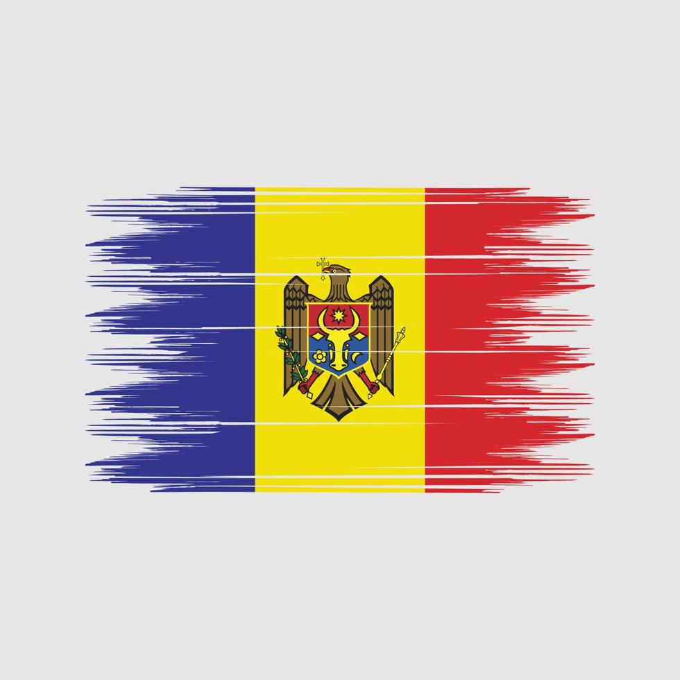 moldawischer Flaggenbürstenvektor. Pinselvektor der Nationalflagge vektor