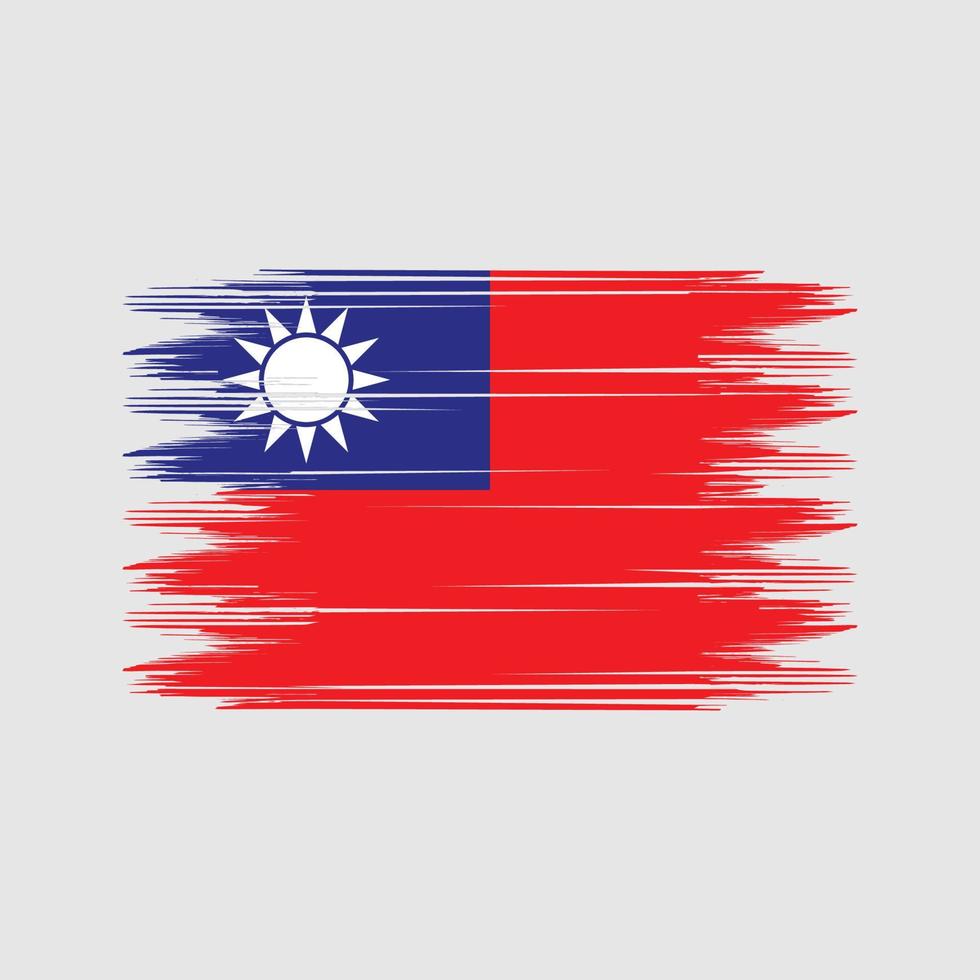 Pinselvektor der Taiwan-Flagge. Pinselvektor der Nationalflagge vektor