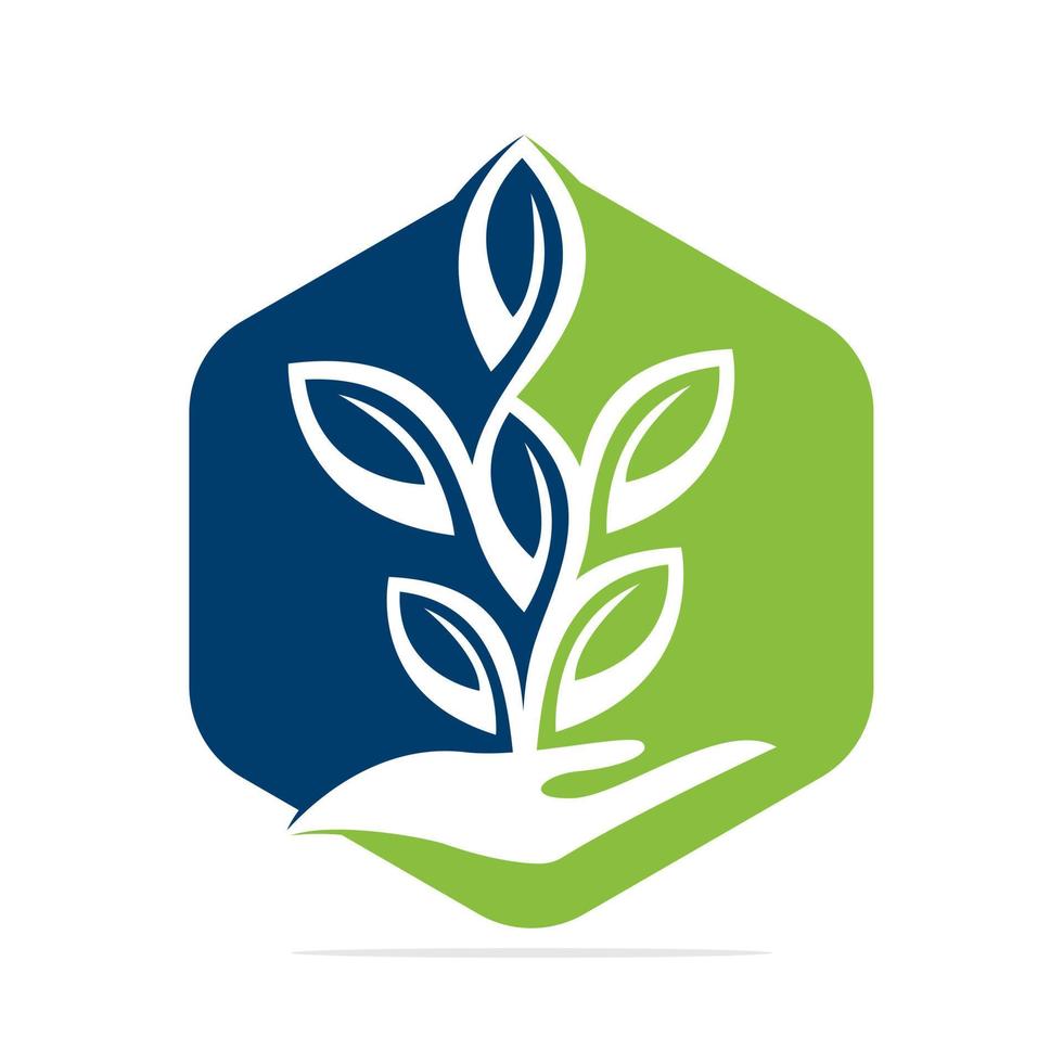 Pflanze in der Hand Vektor-Logo-Design. Naturprodukt-Logo. Kosmetik-Symbol. Spa-Logo. vektor
