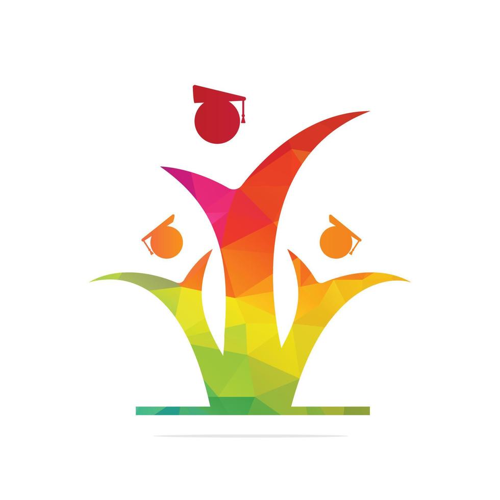 Bildung-Logo-Vektor-Template-Design. graduierte Studenten feiern Vektordesign. vektor
