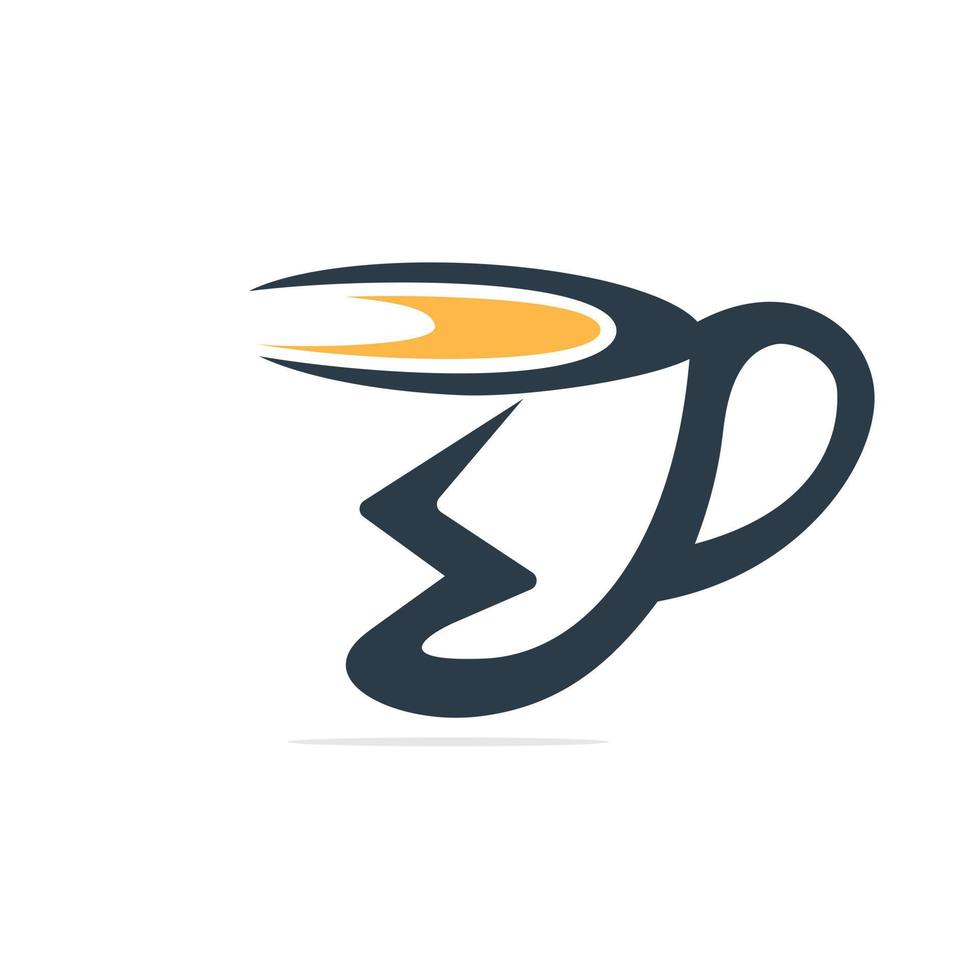 kaffe och åska logotyp design. kaffe kraft energi logotyp mall design. vektor
