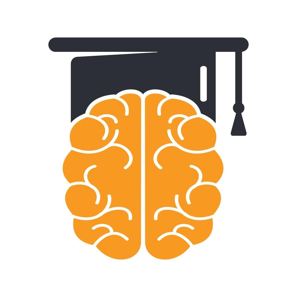 hjärna och gradering keps ikon design. pedagogisk och institutionell logotyp design. vektor