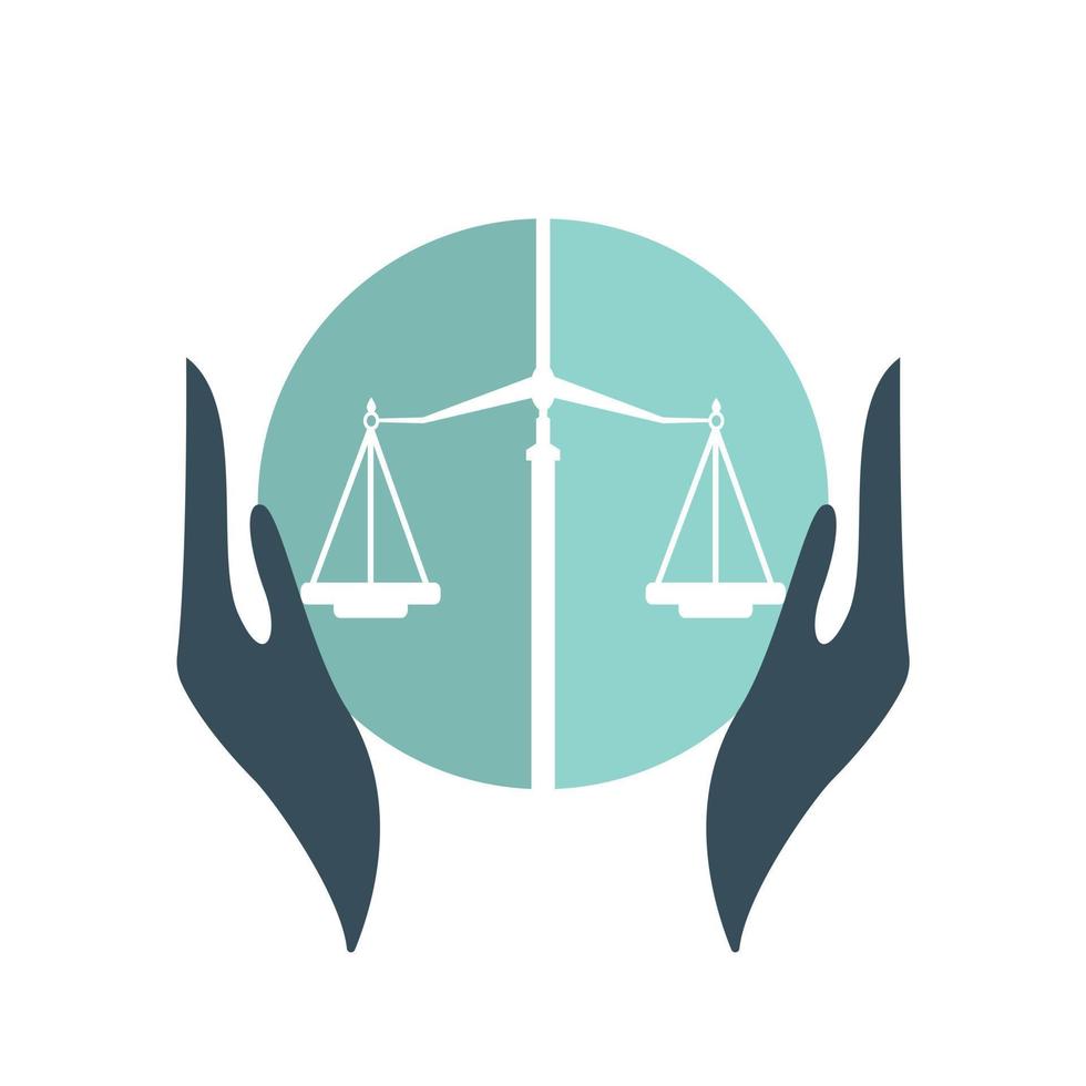 Logo-Designvorlage für die Rechtspflege. Balance-Logo-Design in Bezug auf Anwalt, Anwaltskanzlei oder Anwälte. vektor