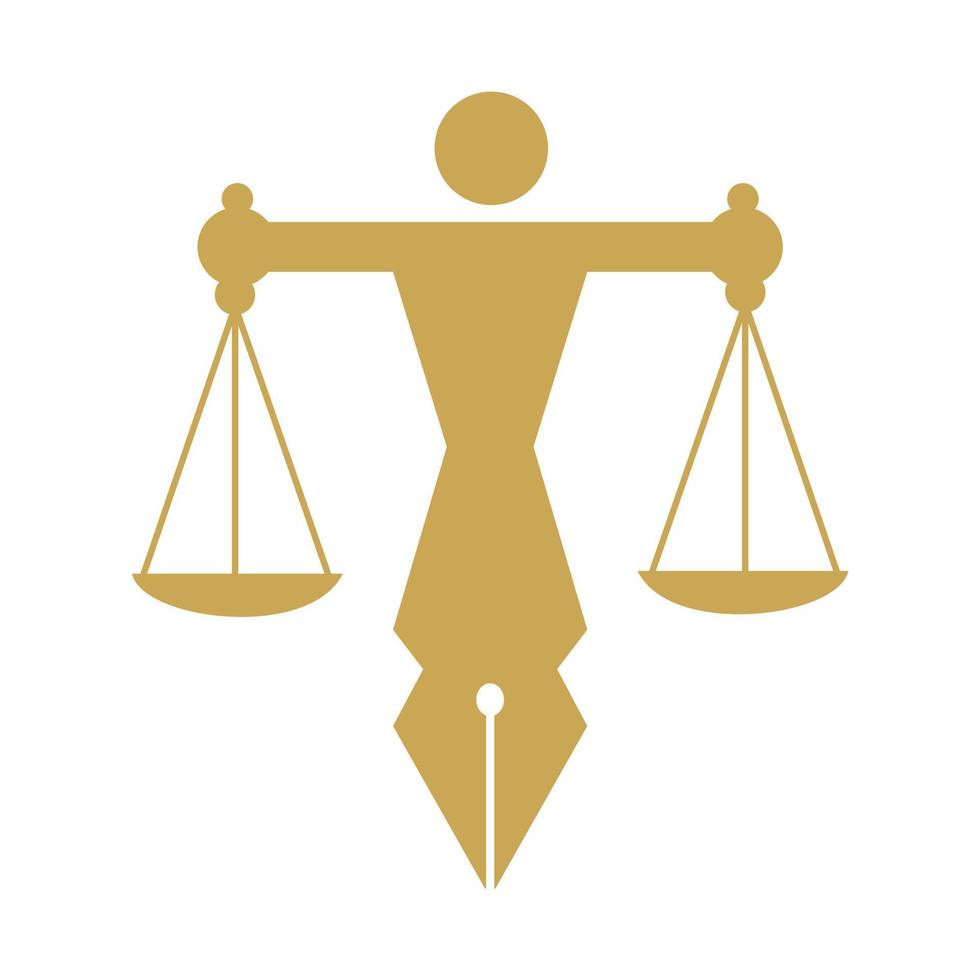 Waage der menschlichen Gerechtigkeit in einer Stiftspitze. Logovektor für Recht, Gericht, Justizdienste und Firmen. vektor