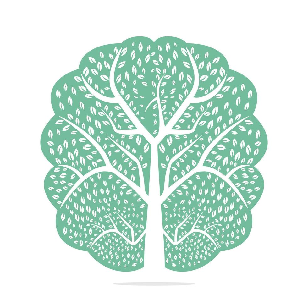 träd växa logotyp design. träd växande inuti de hjärna ikon. vektor