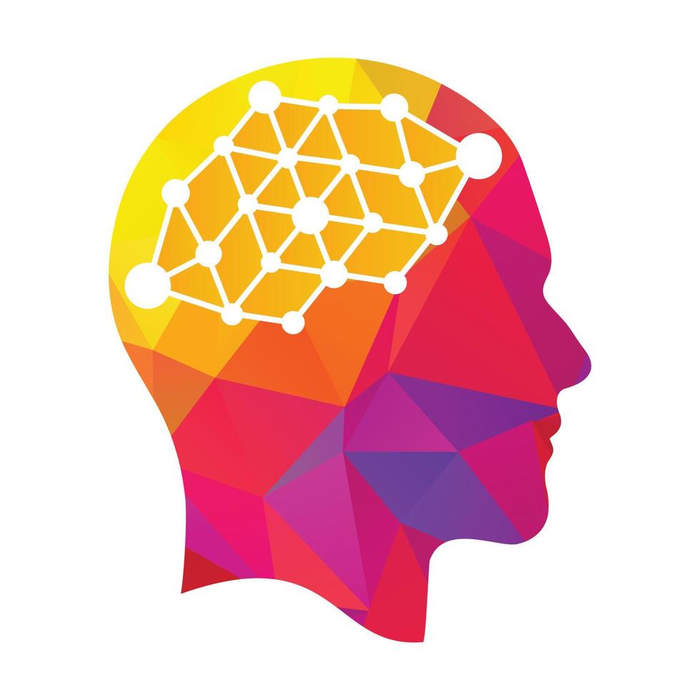 menschliches Gehirn Verbindung Vektor-Logo-Konzept-Design. kreative idee des techno-menschenkopf-logo-konzepts. vektor