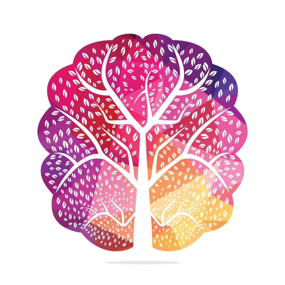 träd växa logotyp design. träd växande inuti de hjärna ikon. vektor