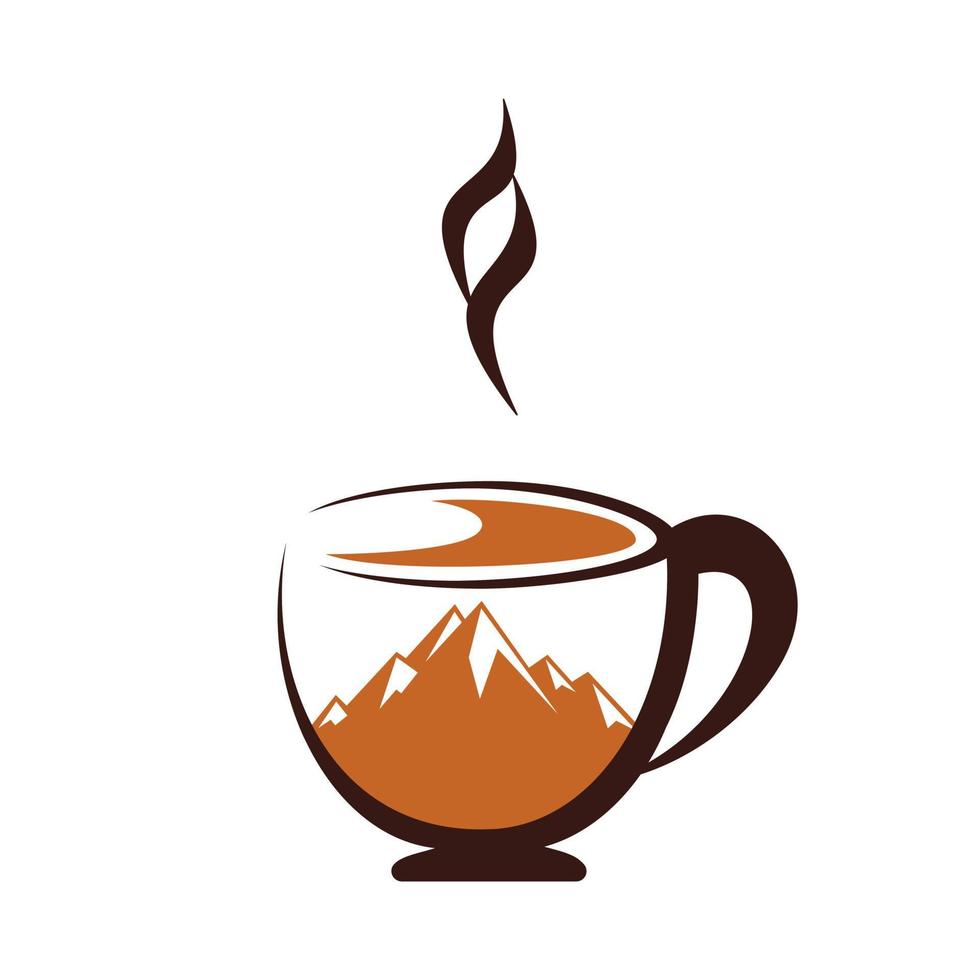 Bergkaffee-Logo-Design-Vektor. Kaffee-Berg-Logo-Template-Design. vektor