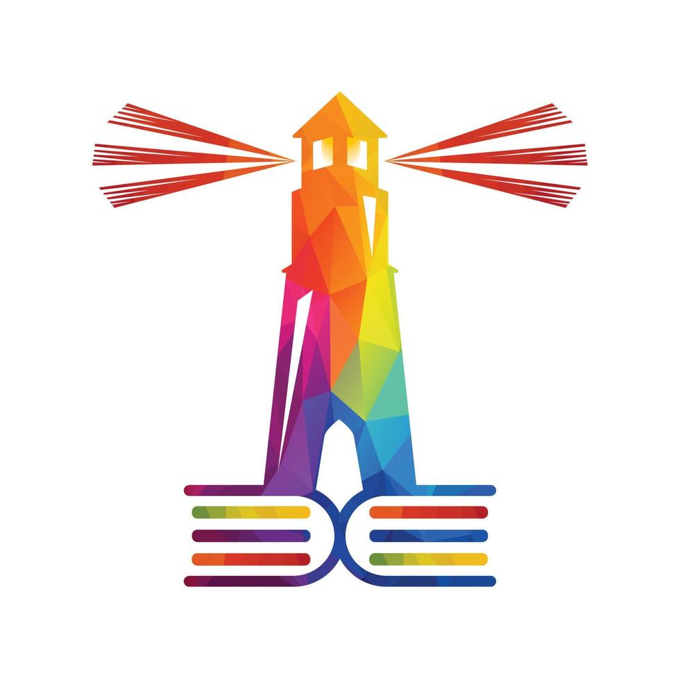 Leuchtturm-Buch-Vektor-Logo-Design. historische Buchkonzeption. vektor