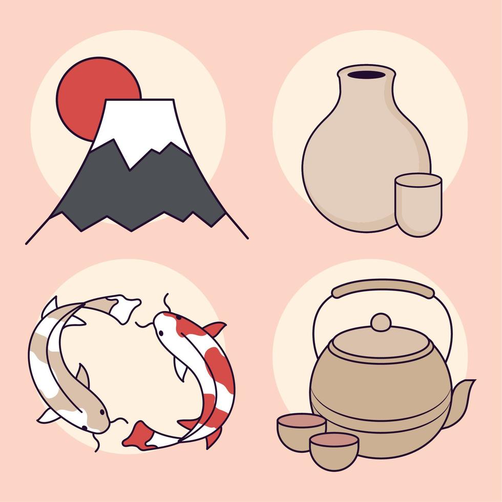 japansk kultur ikoner vektor