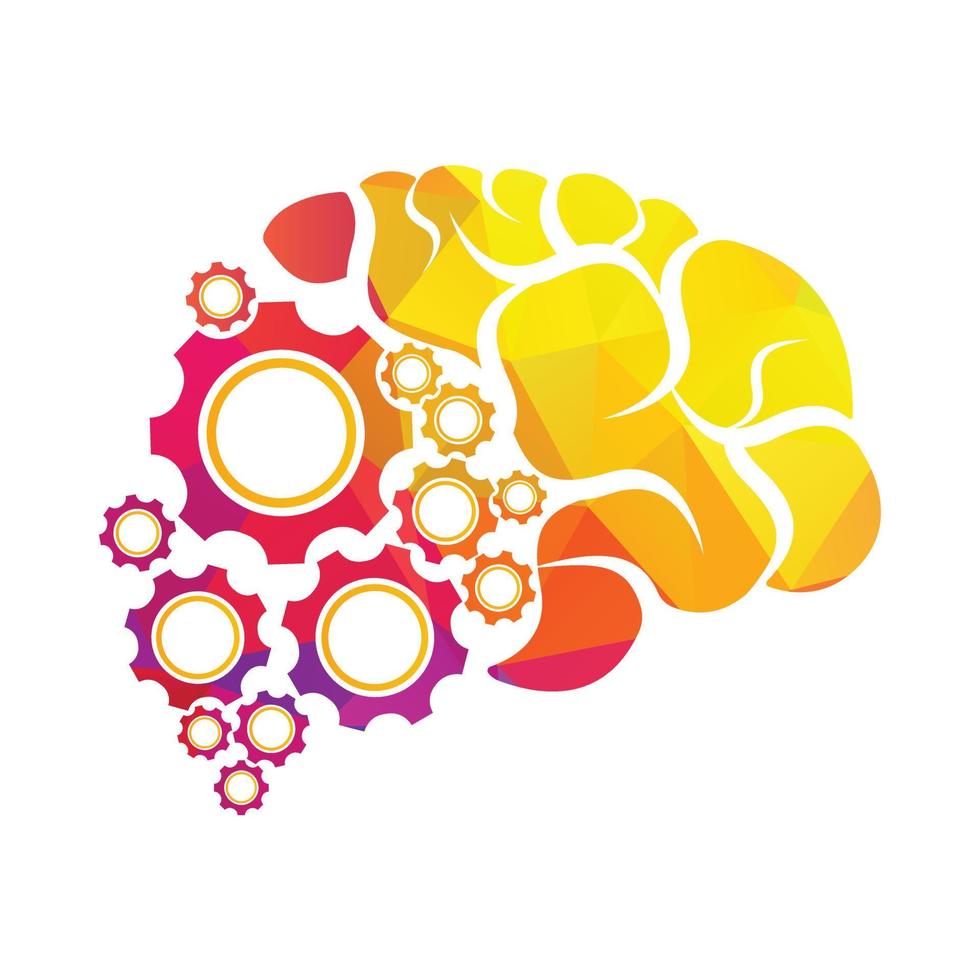 teknisk mänsklig kugghjul hjärna vektor design. digital mänsklig hjärna form med kugghjul aning begrepp innovation geni.