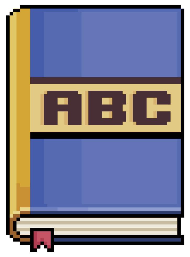 pixel konst alfabet bok. ABC skola bok vektor ikon för 8bit spel på vit bakgrund