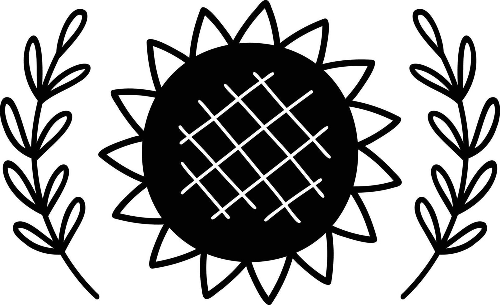 hand gezeichnete sonnenblumen- und blattillustration vektor