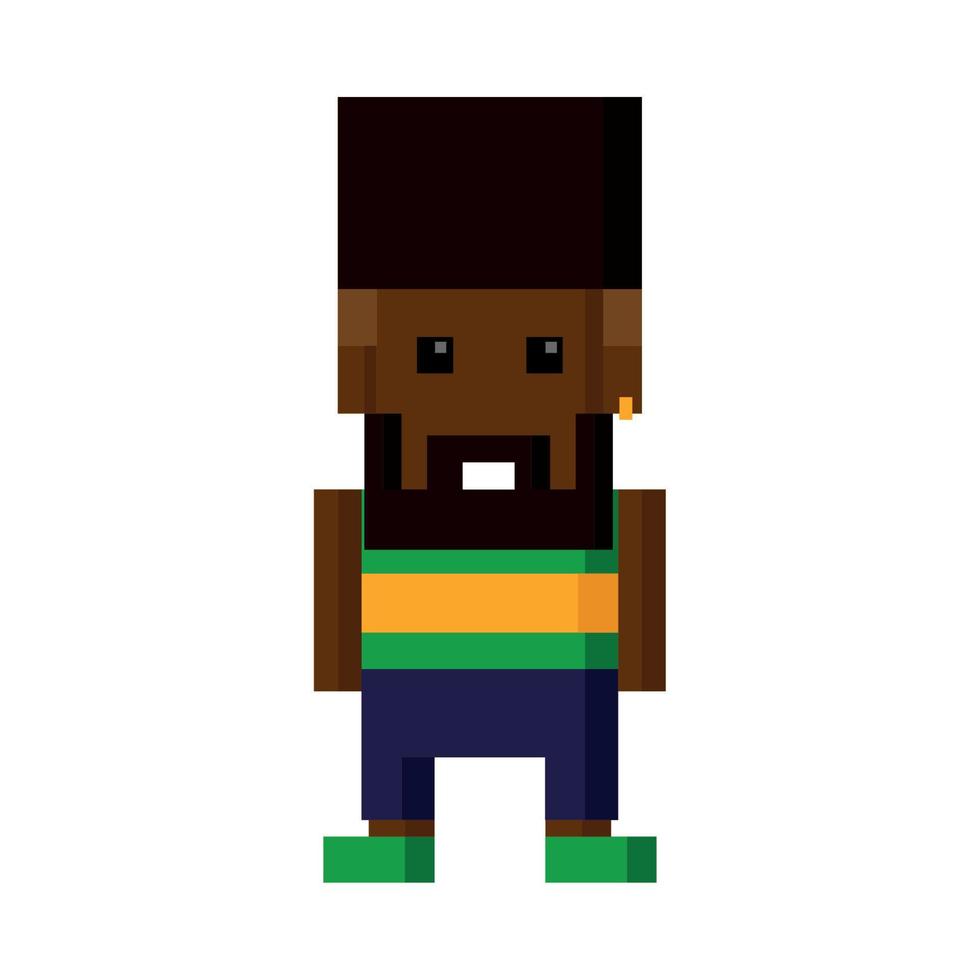 afro man pixel 8 bit vektor