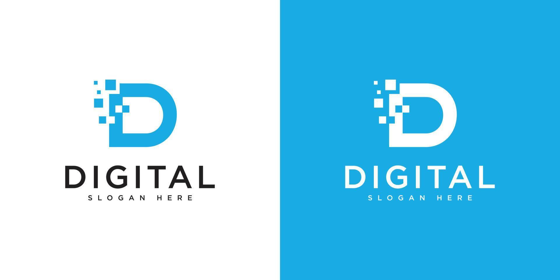 initialen buchstabe d digitales logo vektordesign vektor