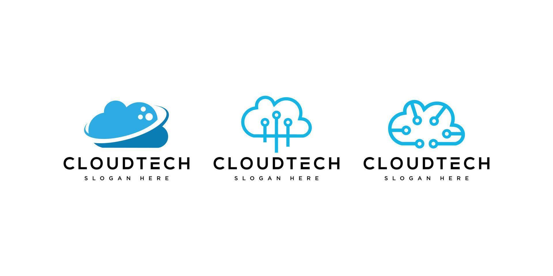 Design von Cloud-Technologie-Vektorvorlagen vektor