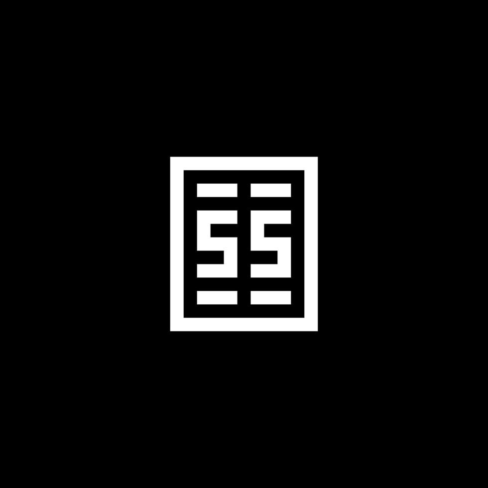 ss första logotyp med fyrkant rektangulär form stil vektor